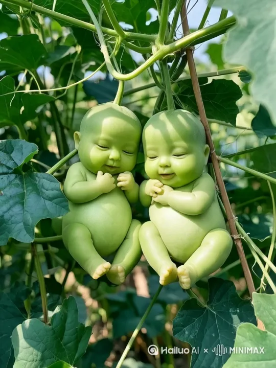 帮我生成一个视频：图片中两个婴儿瓜打起架来，互相打对方的耳光，拳打脚踢对方，非常萌趣搞笑。画面要求生动形象，真实自然，高清电影感强。 by Hailuo AI Video Generator