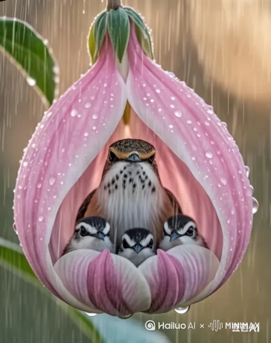 十一花摇动，小鸟嘴巴动，互动 by Hailuo AI Video Generator