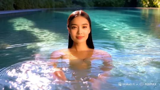 生成一个美女游泳视频 by Hailuo AI Video Generator