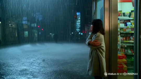 雨下得像要把城市淹没。林晚站在便利店门口，望着如注的暴雨，叹了口气。她拢了拢单薄的外套，正准备冲进雨里，突然在街对面看到一个熟悉的身影。

那个身形，那个走路的姿势——即使隔着雨幕和五年时光，她也一眼认了出来。

"程远？"她下意识喊出声，声音却被雷声吞没。

对面的男人似乎听见了，猛地转过头。就在这一瞬间，一辆黑色轿车疾驰而过，溅起的水花模糊了视线。等林晚再次看清时，男人已经穿过马路，站在她面前不足一米的地方。

他浑身湿透，脸色苍白得可怕，左臂有一道狰狞的伤口，鲜血混着雨水滴落在地。

"林晚..."他叫着她的名字，声音嘶哑，"帮帮我。"

五年前不告而别的初恋男友，如今带着满身伤痕出现在暴雨夜。林晚应该转身就走，应该报警，应该做任何理智的事——但她只是颤抖着伸出手，扶住了摇摇欲坠的程远。

"你怎么..."

"有人要杀我。"程远打断她，眼神里是她从未见过的恐惧，"我不记得为什么，但我记得你。只记得你。"

林晚的公寓里，暖气嗡嗡作响。程远坐在沙发上，任由她处理伤口。近距离看，他变了很多——眼角有了细纹，下巴上是一层青黑的胡茬，右眉骨多了一道疤。但当他抬眼看她时，那双眼睛还是和记忆中一样，深邃得像是能把人吸进去。

"这是枪伤。"林晚用镊子取出最后一块碎片，声音发紧，"你到底惹了什么人？"

程远摇头："我不知道。醒来时就在一个仓库里，口袋里只有这个。"他从湿透的牛仔裤里掏出一个银色U盘，"然后那些人就来了...我逃跑时撞到了头，很多事都想不起来。只记得你的地址，还有..."他顿了顿，"还有我们分手那天的雨，和今晚一样大。"

林晚的手抖了一下。那天她站在雨里等了三小时，最后收到一条短信："对不起，忘了我吧。"

"五年了，程远。五年没有任何消息，现在你带着枪伤和失忆出现在我面前？"她放下镊子，声音里带着自己都没察觉的哽咽，"你知道我这五年是怎么过的吗？"

程远伸手想碰她的脸，却在半空停住："我..."

突然，公寓的灯全部熄灭。黑暗中，林晚感到程远猛地扑过来，将她压在地板上。几乎同时，窗户玻璃爆裂，一颗子弹嵌入他们刚才所在位置的墙壁。

"别出声。"程远在她耳边低语，温热的气息拂过颈侧。他的手掌紧贴着她的后背，心跳透过潮湿的衣料传来。这个拥抱熟悉又陌生，让林晚一时分不清是恐惧还是别的什么让她的心脏狂跳不止。

脚步声从防火梯传来。程远轻轻放开她，从茶几抽屉摸出一把剪刀——多么荒谬，这是林晚修剪插花用的钝剪刀。

"后门，"他悄声道，"数到三就跑。"

林晚抓住他的手腕："你呢？"

黑暗中，程远似乎笑了一下："看来你还是关心我的。"

这不是她认识的程远。她记忆中的男孩连打架都不会，更别提面对持枪歹徒。这五年他究竟经历了什么？那个U盘里又藏着什么秘密？

"一，"程远开始倒数，声音冷静得可怕，"二..."

林晚突然意识到，她可能从未真正了解过这个男人——无论是五年前，还是现在。 by Hailuo AI Video Generator