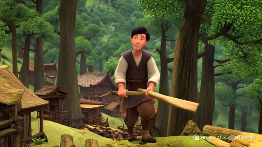 ### 天仙配

很久很久以前，在一个名叫青溪的小村庄里，住着一位名叫董永的年轻樵夫。董永自幼父母双亡，家境贫寒### 天仙配

很久很久以前，在一个名叫青溪的小村庄里，住着一位名叫董永的年轻樵夫。董永自幼父母双亡，家境贫寒，但他心地善良，勤劳朴实，每天靠砍柴为生。尽管生活艰辛，董永从未抱怨过，总是乐于助人，深受村民们的喜爱。

有一天，董永像往常一样上山砍柴。走到半山腰时，他突然听到一阵微弱的哭泣声。循声而去，他发现一只受伤的白狐被困在猎人的陷阱里。董永心生怜悯，小心翼翼地靠近，用随身携带的工具撬开陷阱，将白狐救了出来。白狐感激地看着董永，用鼻子轻轻蹭了蹭他的手，然后一瘸一拐地消失在树林中。

董永并不知道，这只白狐其实是天上的一位仙女，名叫织女。织女因触犯天条，被贬下凡，化作白狐受罚。她在天上掌管着织锦的工作，美丽而聪慧。获救后，织女对董永的善良和勇敢心生爱慕，决定化作人形报答他。

几天后，董永在溪边遇到一位美丽的女子，她自称名叫织女，因家乡遭难，流落至此，无处可去。董永见她孤苦无依，心生怜悯，便将她带回家中，暂作安置。织女心灵手巧，不仅擅长家务，还精通织锦。她用灵巧的双手织出了许多精美的锦缎，帮助董永改善了生活。

随着时间的推移，董永和织女之间产生了深厚的感情。他们在村民的祝福下，结为夫妻，过上了幸福美满的生活。织女用她的智慧和勤劳，帮助村庄发展农业和手工业，使村民们的生活逐渐富裕起来。

然而，天上的王母娘娘得知织女私自下凡，并与凡人成亲，勃然大怒。她派遣天兵天将下凡捉拿织女，强行将她带回天庭。董永得知消息后，心急如焚，拼命追赶，但终究无法与天兵抗衡，只能眼睁睁地看着织女被带走。

织女被带回天庭后，被囚禁在银河的另一边，与董永天各一方。她日夜思念着董永，泪水化作点点繁星，洒落在银河之中。董永则每天在溪边徘徊，思念着织女，期盼着能再次相见。

王母娘娘被两人的真情所感动，决定给他们一次机会。她允许织女每年七月初七与董永相会一次。这一天，成千上万只喜鹊在天河上搭起一座鹊桥，让织女和董永得以短暂团聚。

从此以后，七月初七成为了中国传统的“七夕节”，象征着忠贞不渝的爱情。每到这一天，人们都会仰望星空，祈求爱情美满，家庭幸福。而董永和织女的故事，也成为了民间广为流传的美丽传说，感动着一代又一代的人。

这个故事告诉我们，真爱可以超越一切障碍，即使天各一方，心灵的契合和思念也能让有情人终成眷属。但他心地善良，勤劳朴实，每天靠砍柴为生。尽管生活艰辛，董永从未抱怨过，总是乐于助人，深受村民们的喜爱。

有一天，董永像往常一样上山砍柴。走到半山腰时，他突然听到一阵微弱的哭泣声。循声而去，他发现一只受伤的白狐被困在猎人的陷阱里。董永心生怜悯，小心翼翼地靠近，用随身携带的工具撬开陷阱，将白狐救了出来。白狐感激地看着董永，用鼻子轻轻蹭了蹭他的手，然后一瘸一拐地消失在树林中。

董永并不知道，这只白狐其实是天上的一位仙女，名叫织女。织女因触犯天条，被贬下凡，化作白狐受罚。她在天上掌管着织锦的工作，美丽而聪慧。获救后，织女对董永的善良和勇敢心生爱慕，决定化作人形报答他。

几天后，董永在溪边遇到一位美丽的女子，她自称名叫织女，因家乡遭难，流落至此，无处可去。董永见她孤苦无依，心生怜悯，便将她带回家中，暂作安置。织女心灵手巧，不仅擅长家务，还精通织锦。她用灵巧的双手织出了许多精美的锦缎，帮助董永改善了生活。

随着时间的推移，董永和织女之间产生了深厚的感情。他们在村民的祝福下，结为夫妻，过上了幸福美满的生活。织女用她的智慧和勤劳，帮助村庄发展农业和手工业，使村民们的生活逐渐富裕起来。

然而，天上的王母娘娘得知织女私自下凡，并与凡人成亲，勃然大怒。她派遣天兵天将下凡捉拿织女，强行将她带回天庭。董永得知消息后，心急如焚，拼命追赶，但终究无法与天兵抗衡，只能眼睁睁地看着织女被带走。

织女被带回天庭后，被囚禁在银河的另一边，与董永天各一方。她日夜思念着董永，泪水化作点点繁星，洒落在银河之中。董永则每天在溪边徘徊，思念着织女，期盼着能再次相见。

王母娘娘被两人的真情所感动，决定给他们一次机会。她允许织女每年七月初七与董永相会一次。这一天，成千上万只喜鹊在天河上搭起一座鹊桥，让织女和董永得以短暂团聚。

从此以后，七月初七成为了中国传统的“七夕节”，象征着忠贞不渝的爱情。每到这一天，人们都会仰望星空，祈求爱情美满，家庭幸福。而董永和织女的故事，也成为了民间广为流传的美丽传说，感动着一代又一代的人。

这个故事告诉我们，真爱可以超越一切障碍，即使天各一方，心灵的契合和思念也能让有情人终成眷属。[跟随,上摇][左移,右摇,跟随][变焦拉远][变焦推进][左摇,下降][左移,右摇,跟随][推出,上升,下摇][左摇,左移,上升] by Hailuo AI Video Generator