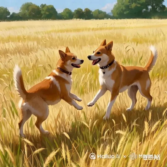 /脚，身尾，头相互喜戏[左移,推进,右摇] by Hailuo AI Video Generator