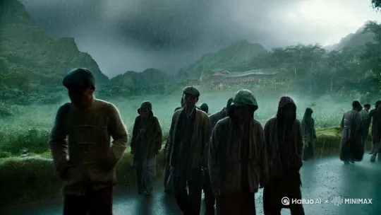 清明时节雨纷纷，路上行人欲断魂。借问酒家何处有？牧童遥指杏花村。雨要下，人要问，牧童要答 by Hailuo AI Video Generator