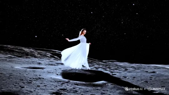 一只在月亮上跳舞的美女 by Hailuo AI Video Generator