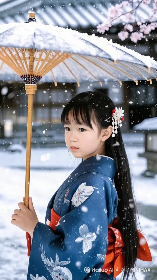 [左移,右摇,跟随]慢动作，人物看着前方，大雪纷飞 by Hailuo AI Video Generator