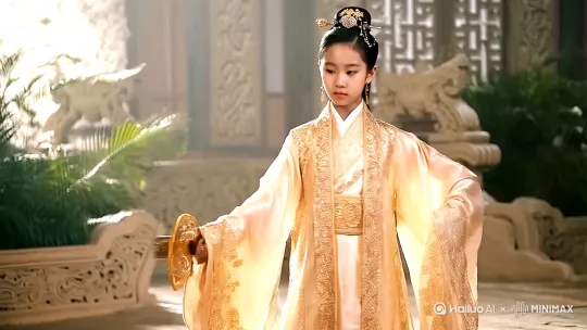 一个唐朝的一个唐朝的18岁的少女穿着传统的唐朝的服装，手里面拿着一把宝剑正在挥舞。 by Hailuo AI Video Generator