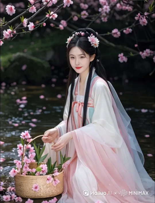 临江仙·春行紫薇岛
作者：操雅心
柳下烟舟春浪里，山桥浮影重重。海棠一树倚栏红。野风香浅浅，诗草意浓浓。
久立行廊听万籁，心期犹在其中。经年过处院门空。至今多眷恋，何事不从容。 by Hailuo AI Video Generator