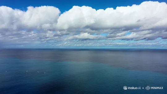 白云 蓝天 大海 海鸥[推出,上升,下摇] by Hailuo AI Video Generator