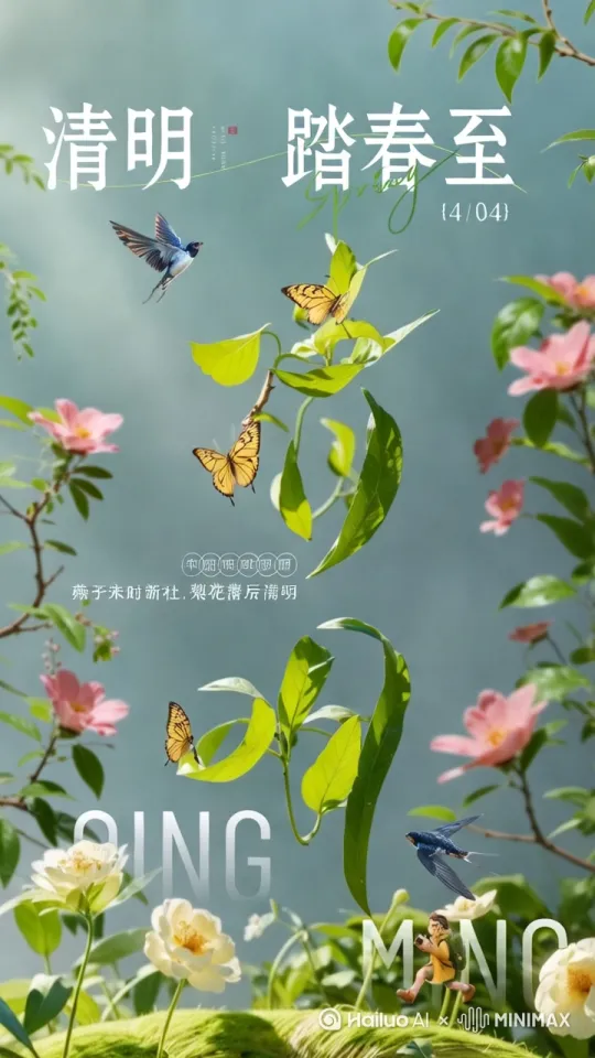延时摄影，花朵绽放，燕子飞舞，植物生长的动画 by Hailuo AI Video Generator