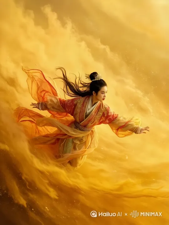 向画面前方飞去，身体成俯卧状态，白太空飞行，风吹动头发和衣服，摄像机镜头跟着人物移动。 by Hailuo AI Video Generator