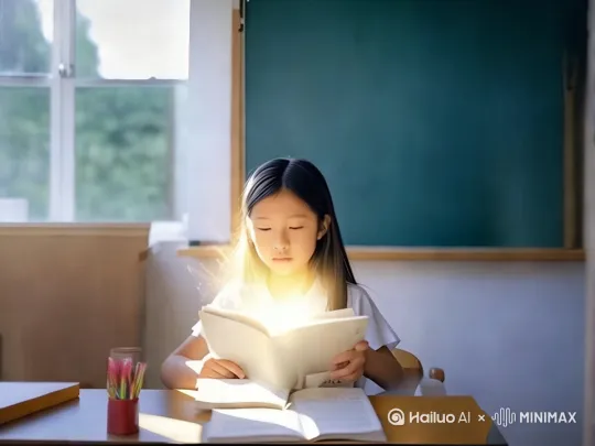书突然发光，人消失了[推进,上升] by Hailuo AI Video Generator