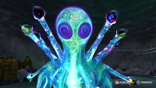 --

### **外星生命体设定**  
**代号**：蚀光者（Eclipsor）  
**核心特征**：  
1. **矛盾形态**：  
   - 三米高的半透明胶质躯干，内部可见流动的星云状发光粒子  
   - 背部生长着水晶化的脊椎骨刺，每根骨刺末端都有微型黑洞视界特效  
   - 面部是不断重组的分形几何面甲，瞳孔位置呈现宇宙微波背景辐射图  

2. **致命特性**：  
   - 移动时在地面留下磷光菌毯，接触者会产生曼德拉效应  
   - 声带振动可引发局部时空熵减，使十米范围内物体量子隧穿  
   - 被击杀后会坍缩成白矮星密度的黑色立方体，24小时后原体重构  

3. **文明烙印**：  
   - 额间嵌有地球各大古文明文字融合的碑文，包含苏美尔楔形文与玛雅数字  
   - 当人类直视其眼睛超过3秒，视网膜会永久烙印银河系悬臂地图  

---

### **第一幕：错误挖掘（0:00-1:30）**  
**运镜**：  
- 航拍镜头穿越2099年南极洲粒子对撞机遗址，冰层裂缝渗出克莱因蓝荧光  
- 显微镜视角：冰芯样本中的外星细胞在核辐射下苏醒，吞噬铀235同位素  

**外星人登场**：  
矿工老王的面罩突然结霜，头灯照亮前方冰壁——蚀光者如琥珀中的史前生物般被封存。其水晶骨刺穿透冰层瞬间，所有电子设备显示《吉尔伽美什史诗》楔形文字乱码。  

**关键细节**：  
- 蚀光者苏醒时，老王的瞳孔同步浮现银河星图  
- 冰层融化形成的水洼倒影显示蚀光者有人类骨骼结构  

---

### **第二幕：光噬瘟疫（1:31-3:20）**  
**运镜**：  
- 第一视角镜头在科考站走廊逃窜，墙面菌毯生长速度与心跳同步加快  
- 分屏对比：左侧监控画面显示空走廊，右侧目击者视角呈现蚀光者量子叠加态  

**外星人行为**：  
蚀光者穿过实验室防爆门（物质穿透时呈现克鲁克斯管辉光效应），将粒子加速器改造成定向能武器。科学家李漫发现其攻击规律：每次能量释放后，面甲分形图案会减少一组斐波那契数列。  

**致命发现**：  
- 被菌毯覆盖的区域出现时间褶皱，二战士兵尸体与未来机器人残骸共生  
- 李漫的基因检测显示17号染色体端粒与蚀光者光子DNA同频震荡  

---

### **第三幕：碑文真相（3:21-5:45）**  
**运镜**：  
- 长镜头跟随蚀光者骨刺延伸，刺入南极洲冰下远古城市遗址  
- X射线透视视角：碑文文字实为地球已灭绝生物基因链全息投影  

**外星人动机**：  
李漫破译蚀光者额间碑文，发现这是宇宙文明公约的物理载体。每当智慧种族突破维度封锁时，蚀光者便苏醒执行文明评级——人类因同时掌握核聚变与基因编辑被判为"危险迭代物种"。  

**认知颠覆**：  
- 南极遗址壁画显示恐龙文明曾与蚀光者达成协议，自愿退化成爬行动物  
- 李漫的视网膜星图开始具象化，她看到人类未来分支：机械飞升派被蚀光者分解成星云尘埃  

---

### **第四幕：量子献祭（5:46-7:50）**  
**运镜**：  
- 子弹时间环绕拍摄李漫主动触碰蚀光者，皮肤与胶质躯干产生量子纠缠波纹  
- 微观镜头：她的线粒体与外星粒子形成戴森球式能量循环  

**外星人交互**：  
蚀光者将李漫拖入时间奇点，展现人类所有可能的末日结局。要获得生存权，必须有人自愿成为活体界碑——意识永恒囚禁在光速膨胀的宇宙边界，向后来文明示警。  

**终极抉择**：  
- 李漫选择自我量子化，身体分解为环绕地球的星环预警系统  
- 蚀光者化为无数发光水母状个体升空，在南极洲留下新的碑文：  
  **"第429号观测站关闭，人类晋升为宇宙守夜人候选种族"**  

---

### **终章：黑暗童话（7:51-8:45）**  
**运镜**：  
- 儿童涂鸦视角描绘发光巨人（李漫）在星空织网的稚嫩画作  
- 卫星镜头拉远显示地球笼罩在环形星云中，猎户座方向有新的蚀光者群向太阳系跃迁  

**外星人余韵**：  
片尾彩蛋显示国际空间站外壁，蚀光者的分形面甲图案正在金属上缓慢生长。宇航员头盔倒影中，月球背面浮现出数千个休眠的界碑装置。  

--- by Hailuo AI Video Generator