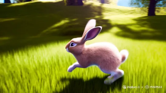兔子打转，跳到太空 by Hailuo AI Video Generator