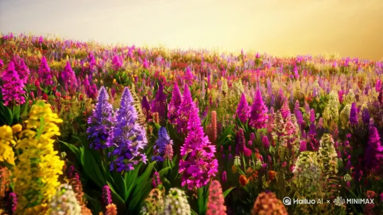 有很多很多漂亮的花花比较具体 by Hailuo AI Video Generator