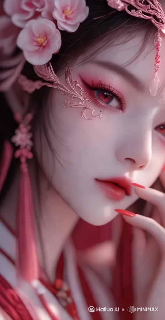 眼皮猛地眨动，如同春日里温柔的风，带着满满的善意与柔情，眼眸中似有春水荡漾 聚焦在眼睛 by Hailuo AI Video Generator