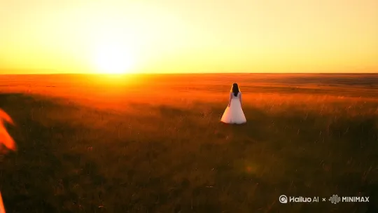 视频的主人公是一位年轻的女性，她是一位旅行者，正在追寻内心的平静和灵感。她来到了一片宁静的草原，这里有最美的夕阳，她希望通过这次旅行找到内心的答案。

视频结构
1.
开场镜头：
广角镜头展示辽阔的草原和即将落下的夕阳，营造出一种宁静和神秘的氛围。
主人公12岁长头发小女孩穿着蕾丝花边的性感衣服从远处走来，背对着镜头，逐渐走近。
2.
中景镜头：
小女孩停下脚步，转身面向夕阳，闭上眼睛，深吸一口气，仿佛在感受大自然的气息。
镜头慢慢转动，从她的背影转到侧面，展示她的服装和发型。可以加入一些慢动作效果，突出她的优雅和从容。
3.
特写镜头：
拍摄她的头发在风中飘动的细节，以及夕阳在她身上的光影变化。可以使用微距镜头捕捉这些细节，增加视觉冲击力。
她睁开眼睛，看向远方，仿佛在思索什么。
4.
互动镜头：
她转身面对镜头，露出一个淡淡的微笑，然后开始慢慢走动。
镜头跟随她的步伐，展示她在夕阳下的身影。可以加入一些自然的音效，例如风声和鸟鸣，增强现场感。
5.
高潮镜头：
她停下脚步，再次闭上眼睛，双手合十，仿佛在祈祷或冥想。
镜头慢慢拉远，展示她在辽阔草原上的身影，夕阳逐渐落下，天空变得更加绚丽多彩。
6.
结尾镜头：
她睁开眼睛，露出一个满足的微笑，仿佛找到了内心的平静。
镜头回到全景，展示夕阳和她在夕阳下的身影，形成首尾呼应。
音乐和音效

选择一首悠扬的音乐作为背景音乐，例如古典音乐或轻柔的电子音乐。音效方面，可以加入风声、鸟鸣等自然音效，增强现场感和氛围感。

后期制作
1.
调色：调整视频的色调，使整体画面更加温暖和柔和，突出夕阳的橙黄色调。可以使用滤镜或手动调整色彩平衡。
2.
剪辑：将各个镜头流畅地剪辑在一起，注意节奏的把控，使视频既有变化又不失连贯性。
3.
特效：适当加入一些特效，例如慢动作、镜头抖动等，增加视频的动感和视觉吸引力。 by Hailuo AI Video Generator