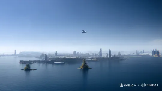 充满科技感的战斗机在天空飞翔
镜头：从远处开始沿直线向前推进
路径：穿过环境中的多个层次和框架
焦点：保持对焦在远处目标
效果：景深逐渐变浅 by Hailuo AI Video Generator