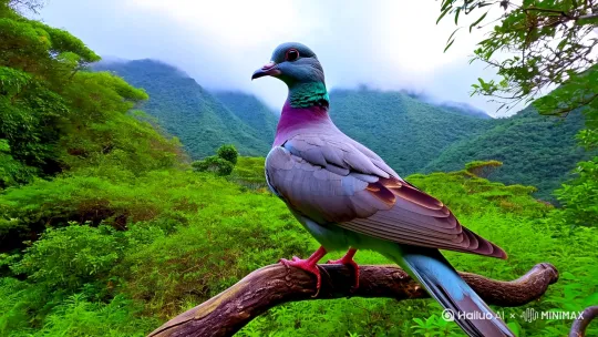 斑鸠唱土家山歌“斑鸠角角狗，你们孃孃逃了，你家姑爷剩下我” by Hailuo AI Video Generator