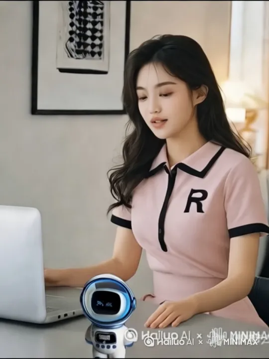 女人把电脑关上，起身离开 by Hailuo AI Video Generator