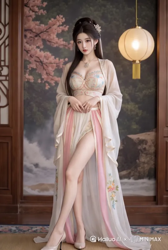 图片中的美女骑着炫酷的摩托车在乡间小路，两边的风景宜人，远处有山有水。[左移,推进,变焦推进] by Hailuo AI Video Generator