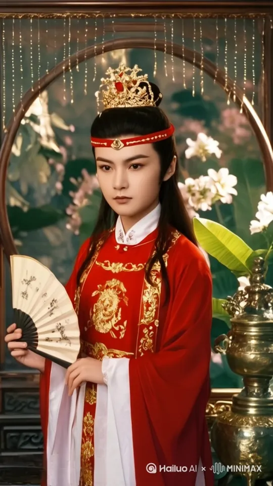 潇洒地扇扇子，做摇头晃脑吟诗的动作 by Hailuo AI Video Generator