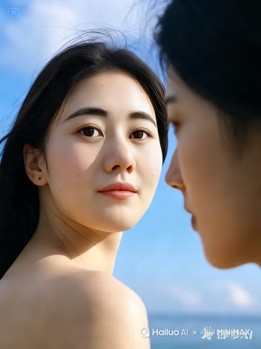 [下降]美女面对镜头微笑后，往下滑 by Hailuo AI Video Generator