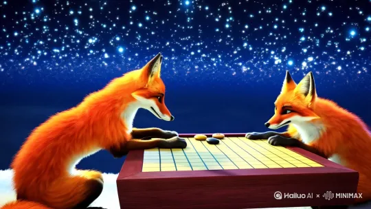 两只美狐狸在太空中用星星下围棋生成视频 by Hailuo AI Video Generator