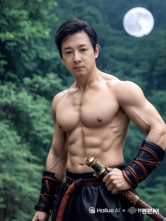 [左移,推进,右摇]武士360度后空翻拨出宝刀用力劈向敌人，宝刀划出长虹变成飞刀剑轮，万刀齐飞杀向仇敌。 by Hailuo AI Video Generator