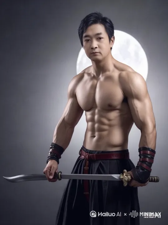 武士驭刀飞行，在空中飞来飞去，对着镜头方飞扑面而来。 by Hailuo AI Video Generator