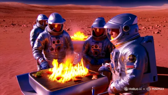 在火星上烧烤 by Hailuo AI Video Generator
