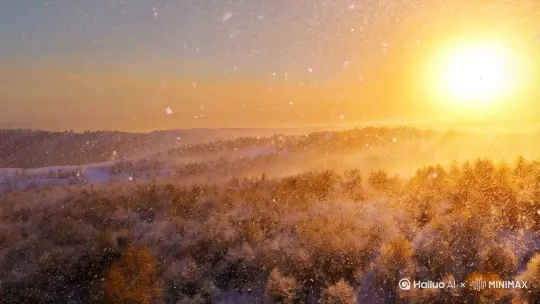 日照金山下起来茫然大雪 by Hailuo AI Video Generator