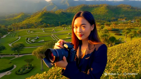 专业摄影师，作为专业旅游博主，到汉中龙头山国际旅游度假区拍摄一部真实的讲解视频，要求电影质感 by Hailuo AI Video Generator