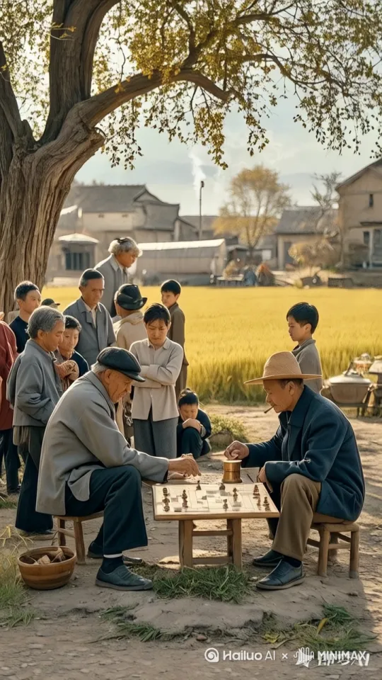 镜头移动，旁边稻田里跳出许多鱼，人们拿出机枪向水中快速射击，疯狂射击 by Hailuo AI Video Generator