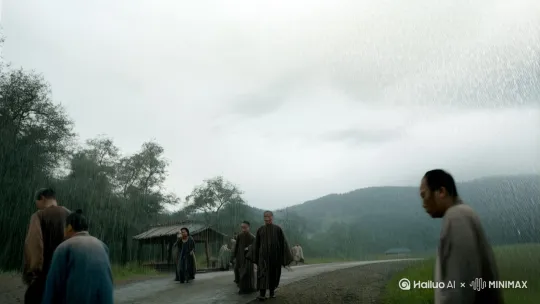 清明时节雨纷纷，路上行人欲断魂，借问酒家何处有，牧童遥指杏花村 by Hailuo AI Video Generator