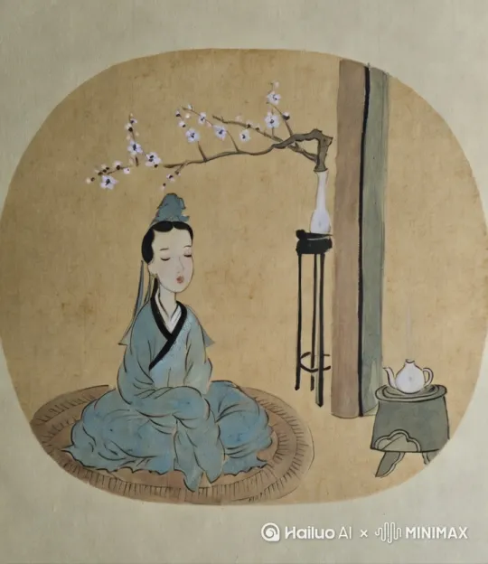 [右移,左摇,跟随]烧水的壶冒着蒸汽，花瓶里的花偶尔落下花瓣，人的眼睛睁开又闭上 by Hailuo AI Video Generator