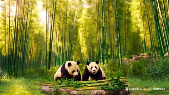 大大熊猫聚餐 by Hailuo AI Video Generator