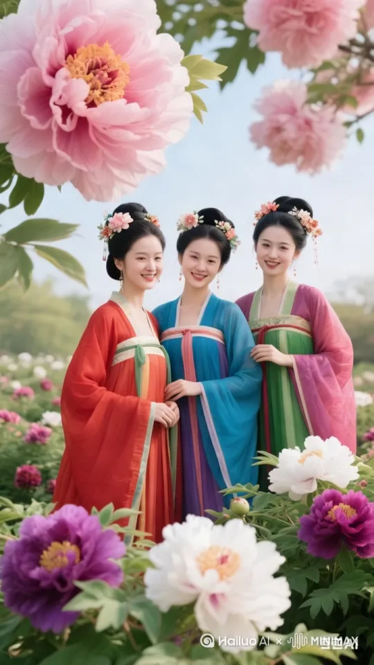 帮我生成一个视频：帮我生成一个视频：三位美女面带笑容，互相对视说话。比例 9:16。[左移,右摇,跟随] by Hailuo AI Video Generator