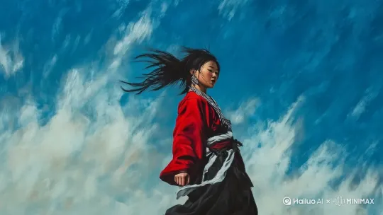 蒙古族女孩舞蹈[右移,左摇,跟随] by Hailuo AI Video Generator