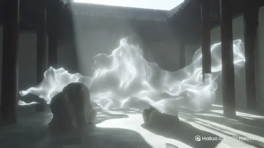 发光的曲面做不规则曲线运动 by Hailuo AI Video Generator