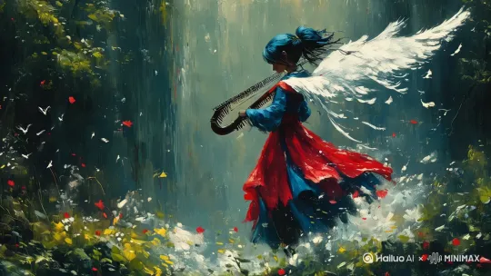 光影汇聚的精灵[左移,右摇,跟随]，裙摆动 by Hailuo AI Video Generator