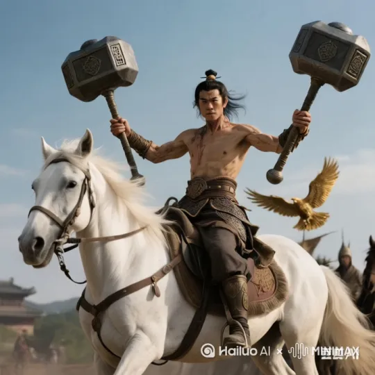 功夫对决，迅猛出招，腾空飞踢，双锤上下挥舞。 by Hailuo AI Video Generator