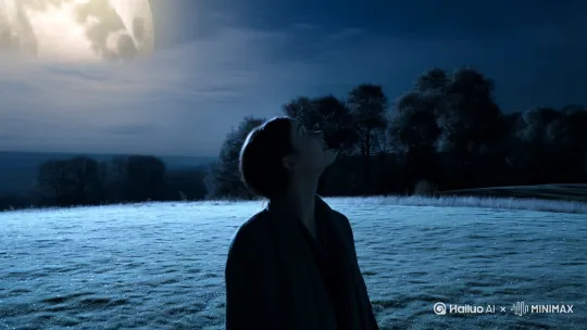 床前明月光，疑是地上霜，举头望明月，低头思故乡，[右移,左摇,跟随]同时生成一位古人的卡通头像。 by Hailuo AI Video Generator
