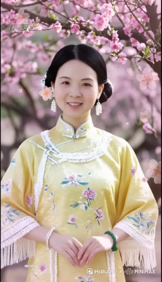 美女在桃花林中游玩。[右移,左摇,跟随] by Hailuo AI Video Generator