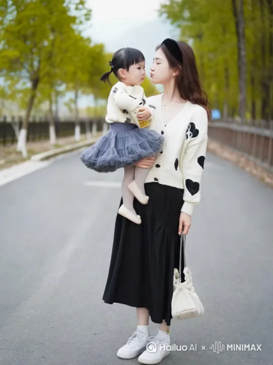 无人机视角，女人抱着孩子直接立即原地起飞，俯卧姿势向前飞行，越飞越高，身体完全伸展，双臂向两侧伸展双腿略微分开，头部向前，捕捉平滑水平飞行的感觉。衣服随风摇摆，相机从略高位置的俯视角度紧密跟踪从左后方向右后方移动，保持对俯卧姿势的持续视角，随着角色迅速穿越场景。环境是动态的，快速变化，下面有茂密的森林，不断往后掠过的山丘，远处高悬太阳，运动模糊和光迹增强了速度感和流畅性 by Hailuo AI Video Generator