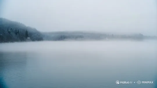 冬天的湖面，白雾茫茫，一群白天鹅从远处飞来，滑落在湖面…仙气飘飘，高清，画面9:16 by Hailuo AI Video Generator