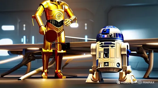 星球大战里的机器人3-PO和R2D2打乒乓 by Hailuo AI Video Generator