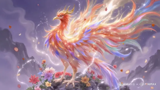 [下摇,上升,右摇]展翅飞翔，闪电环绕 by Hailuo AI Video Generator