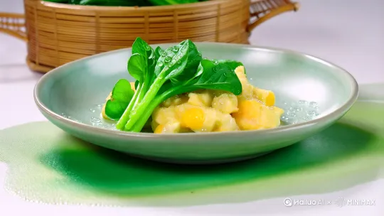 ### **7. 少酸多甘养肝肠**  
**画面元素**：  
- 对比画面：左侧“酸味”（柠檬、山楂）被红叉划掉；右侧“甘味”（蜂蜜、南瓜、山药）用绿色对勾标注。  
- 中央放大肝脏器官简笔画，周围环绕绿叶和笑脸。  
**色彩**：柠檬黄（酸）、暖橙（甘）、深绿（肝脏）、浅粉（背景）。  
**风格**：科普卡通，图标化设计，文字标签清晰。

---

### **8. 荠菜香椿正当尝**  
**画面元素**：  
- 青瓷盘盛放凉拌荠菜（翠绿）、香椿炒蛋（嫩黄配暗红）。  
- 背景竹篮装满新鲜荠菜和香椿嫩芽，露水点缀叶片。  
- 筷子夹起菜肴，热气微微升腾。  
**色彩**：嫩绿（荠菜）、暗红（香椿）、米白（蛋）、青釉（瓷盘）。  
**风格**：水彩手绘，食物光泽感强，背景虚化。 by Hailuo AI Video Generator