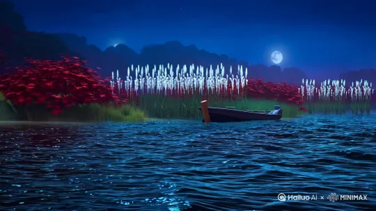 1. 背景环境:延续之前夜晚的浔阳江头场景,月色朦胧,江水泛着粼粼波光,江边的枫叶呈现出暗红色,荻花在微风中轻轻摆动。船停靠在江边,周围弥漫着静谧而略带忧伤的氛围。
2. 色彩基调:整体依旧保持冷色调,深蓝的夜空、黑色的江水,搭配暗红色的枫叶和白色的荻花。蓝色胖猫主人的蓝色要鲜明一些,与环境形成对比,突出主体。
3. 人物(动物)动作:蓝色胖猫主人笨拙地从一匹比它稍高一些的白色小马上跳下来,步伐有些踉跄。它抖了抖身上的毛,然后缓缓走向停靠在江边的船,船上坐着一位身着灰色长袍、面容清瘦的人类客人,正微笑着向胖猫主人招手。胖猫主人上船后,和客人相对而坐,面前的桌子上摆放着精美的酒杯和酒壶,胖猫主人拿起酒壶,往两个酒杯里倒满酒,脸上露出无奈和遗憾的神情,似乎在为没有音乐助兴而感到惋惜。
4. 道具设置:除了酒杯、酒壶外,船内可以有一些简单的装饰,如挂在船舱壁上的山水画,增加文化氛围。船的甲板上放置着一把破旧的琵琶,暗示着即将出现的琵琶声。
5. 运镜方式:先从远处用全景镜头展示蓝色胖猫主人下马的场景,然后跟随胖猫主人的脚步,用跟镜头移动到船上。当胖猫主人和客人坐下举酒时,切换为中景镜头,突出两人(一人一猫)的动作和表情。
你可以根据这个思路,使用合适的视频制作工具,如剪映、AE 等,添加相应的元素和特效,来生成这个有趣的画面。 by Hailuo AI Video Generator
