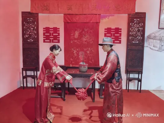 让照片两人动起来，夫妻对拜 by Hailuo AI Video Generator
